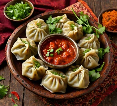 Freshly steamed Chicken Momos at MyGilgit in BD4